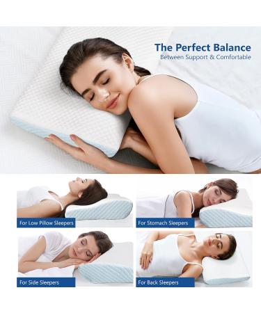 ZAMAT - Contour Memory Foam Pillow for Neck Pain Relief  - Adjustable Ergonomic Cervical Pillow for Sleeping Orthopedic Neck Pillow with Washable Cover -Blue 24*15*4.7 - Buy Online on GoSupps.com