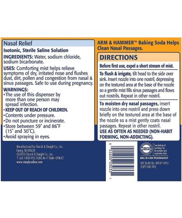 Arm & Hammer Simply Saline Nasal Mist Giant Size - 6 Pack 4.25 Oz Bottles - Buy Online on GoSupps.com
