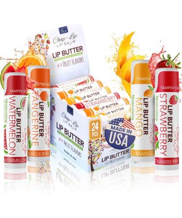 CHAP-LIP Original Lip Balm Hydrating Bulk Chap Stick with Fruit Flavors Coconut Oil and Cocoa Butter - Christmas Gift Stocking Stuffers Lip Therapy Pack for Men and Women - Made in the USA 24 Pack Original 24 Count (Pack