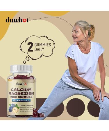 Calcium Magnesium Zinc Gummies for Women, Chewable Calcium Supplement 1000 mg Vitamin D3 & K2, Bone & Nerve Health, Muscle Function, Immune Support & Stress Relief, Blueberry Flavor, 60 Ct 1 Count (Pack of 60) - Buy Online on GoSupps.com