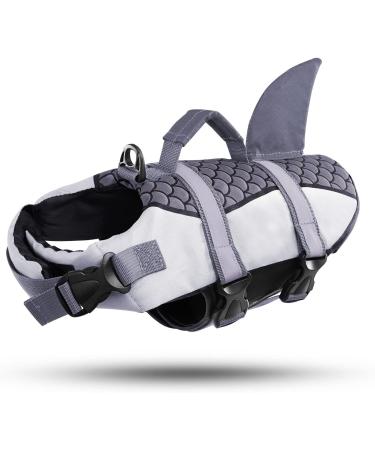 Cit toile Dog Swimming Vest - Shark Design Life Jacket for Small Medium & Large Dogs - Reflective with Handle - Protects in Sea Lake & River - Gray - Buy Online on GoSupps.com