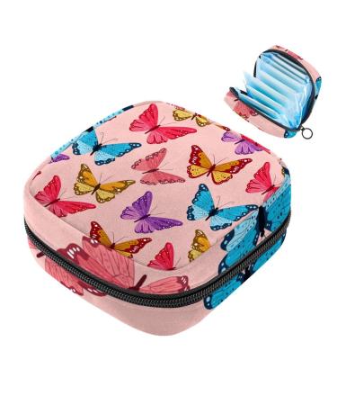 Women bands storage bag menstrual cup pocket girl travel big capacity make-up women bandage organizer pink butterfly swarm flying pattern