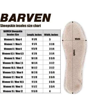 BARVEN Sheepskin Insoles - 12 Women/10 Men - Cozy & Warm Sheep Wool Fleece Inserts - Buy Online on GoSupps.com