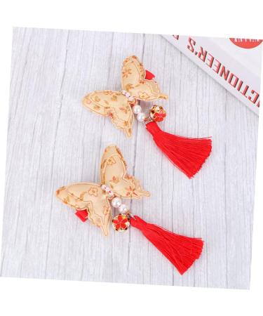 ibasenice 2 Pairs Chinese Style Hairpin Tassels Barrettes Party Hair Clip Kids Hairpin for New Year Bows Hair Clips New Year Bobby Pin Japanese-style Hairpin Child Girl Side Clip - Buy Online on GoSupps.com