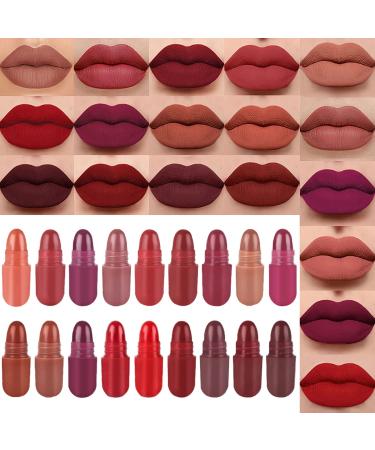 18 Pcs Capsule Pills Lipstick Mini Matte Makeup Lipstick Set Long Lasting Waterproof Cute Lip Stick Capsules Matte Lipstick Lip Stain Set Velvet Mini Pill Shaped Lipstick Set 18P