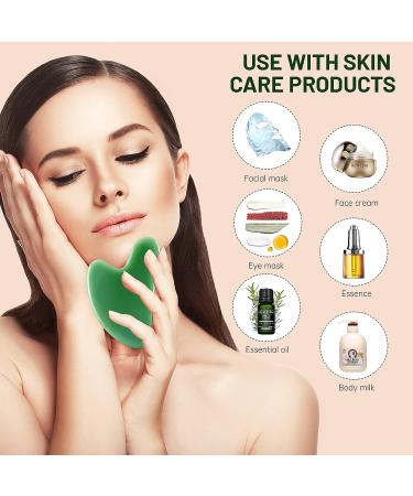 Wiok Gua Sha Massage Facial Tool - Natural Jade Stone for Acupuncture Therapy and Wrinkle Prevention | Gua Sha Boards Scraping Massage Tool for Face and Body SPA - Buy Online on GoSupps.com
