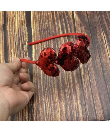 Red Sequin Love Heart Headband - Valentine's Day Hair Accessory for Girls & Women - Buy Online on GoSupps.com