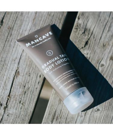 ManCave Healthy Looking Skin Gradual Tan Body Lotion 200ml for Men Hydrate Tone and Build a Healthy Glow with Shea Butter and Olive Oil Vegan Friendly Tube made from Recycled Plastics Made in the UK - Buy Online on GoSupps.com