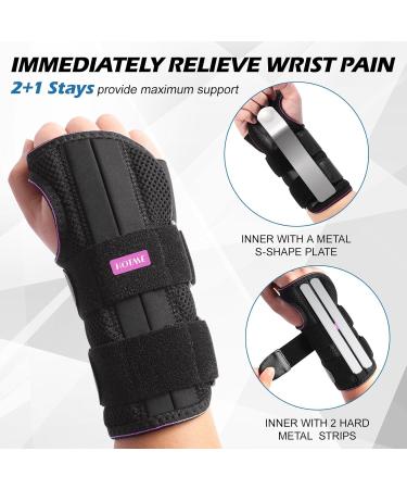 Buy Adjustable Wrist Brace for Carpal Tunnel Relief - Maximum Support Splint for Right Hand Ideal for Tendonitis & Arthritis - Night Support for Men & Women - Black & Rose Red S/M - Buy Online on GoSupps.com