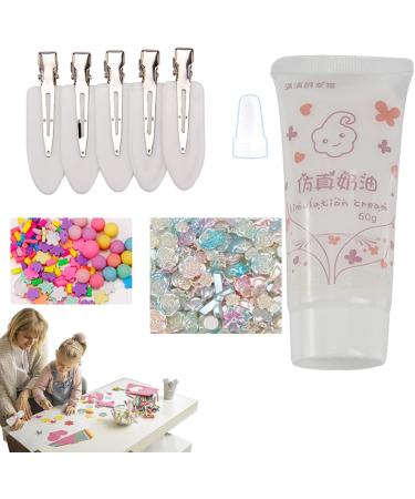 Hair Clips Kit Hairpin Bag Cream Glue with Resin Cute Cartoon Accessories Hairpins for Women Girls Fanelod Pink and White - Buy Online on GoSupps.com