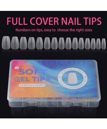 Short Coffin Nail Tips 420pcs | Etercycle Upgraded Double-sided Matte Gel Tips for Nail Extensions | Full Cover Acrylic False Nails | Home DIY Nail Salon | 15 Sizes with Box - Buy Online on GoSupps.com