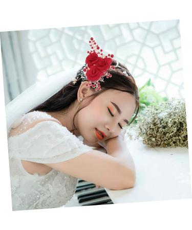 Ipetboom Flower Hair Comb Bridal Hairpiece Bridal Accessories Wedding Hair Accessories Hair Combs for Women Accessories Flower Hair Accessories Tiara Bride Hairpin Rhinestones Red - Buy Online on GoSupps.com