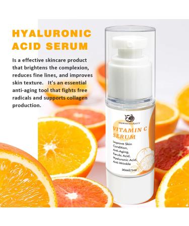 Vitamin C Face Serum & Gua Sha Tool - Anti-Aging Hydration Dark Spot Treatment with Hyaluronic Acid & Collagen - 1.05oz - Buy Online on GoSupps.com