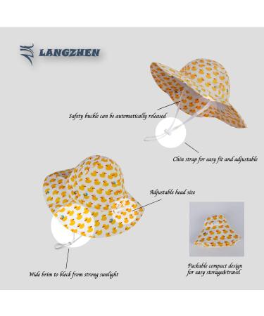 Lovely Duckling-yellow Baby Girls Sun Protection Hat | Adjustable Wide Brim Toddler Kids Hat for Beach Play | 6-12 Months - Buy Online on GoSupps.com