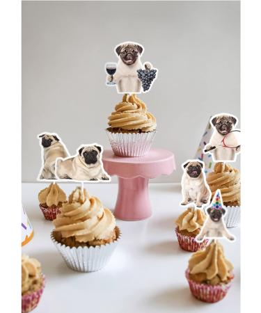 24 Pcs Decorations for Pug Cupcake Topper Dog theme Toppers Birthday Party Supplies - Buy Online on GoSupps.com