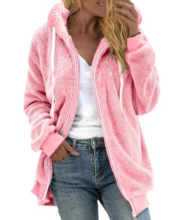 Hanxiulin Oversized Plush Jacket for Women - Warm Lined Fleece Transition Bomber - Winter 3XL Pink - Buy Online on GoSupps.com