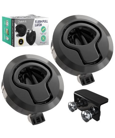 LATCH.IT RV Flush Latch Lock | 2 Pack Black Flush Slam Latch | Flush Mount Latch | 100% Metal Boat Latch | Heavy Duty RV Boat Lid Lock | Fits Lock Holes w/Diameter of 2 & Door Thickness up to 0.5 !