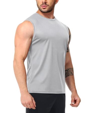 Ueeeko Men's Sleeveless Tank Tops 3 Pack - Quick-Drying Breathable Muscle Shirts for Gym & Running - Black White Light Gray - Buy Online on GoSupps.com