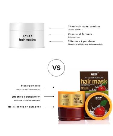 WOW Apple Cider Vinegar Hair Mask with Argan Oil - Anti-Dandruff, Anti-Frizz, Deep Conditioning Hair Masque for Shine & Volume - 200 ml - Buy Online on GoSupps.com