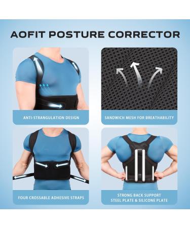 Back Brace Posture Corrector for Men & Women Full Back Support Pain Relief for Neck Spine & Scoliosis | Size L Black - Buy Online on GoSupps.com