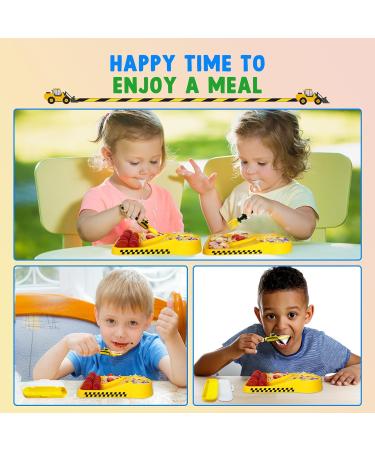 Construction Themed Children Cutlery Set Excavator Fork & Spoon for Toddlers (1-5 Years) Portable Yellow Baby Cutlery - Buy Online on GoSupps.com