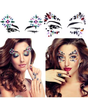 Lady Up 6 PCS Face Gems Rhinestones Rainbow Mermaid Jewels - Festival Halloween Party Temporary Tattoos - Buy Online on GoSupps.com