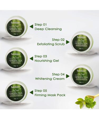 Nutriglow Green Tea Facial Kit 5-Pieces Skin Care Set for Deep Cleansing Acne Prone Oily Skin 250Gm - Buy Online on GoSupps.com