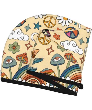 70s Hippie Style Microfiber Hair Towel - Super Absorbent Quick Dry Hair Cap for Women with Long Curly and Thick Hair - Buy Online on GoSupps.com