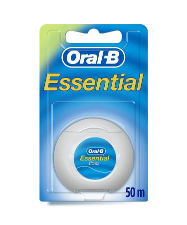 Oral-B Essential Dental Floss 50 m Plaque Remover For Teeth Lightly Waxed & Shred-Resistant Medium Mint 1 Count (Pack of 1)