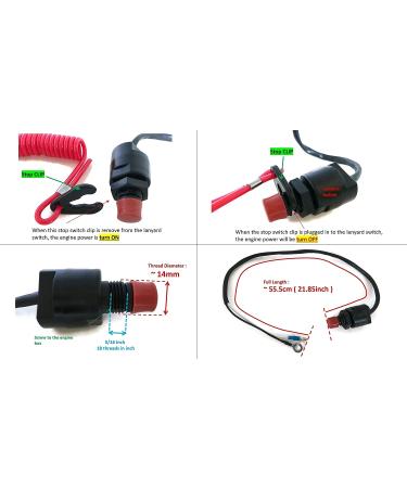 Boat Motor Engine Kill Stop Switch & Safety Lanyard 6E9-82575-09 18-65450 for Yamaha/Honda/Tohatsu Outboard Motors - Buy Online on GoSupps.com