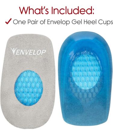 Envelop Gel Heel Cups - Plantar Fasciitis & Bone Spur Support - Small Size (US Women's 6-10) - Shock-Absorbing Heel Cushions for Foot Pain Relief - Buy Online on GoSupps.com