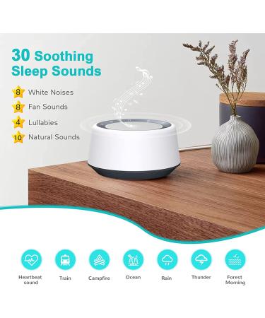 White Noise Machine with 30 Soothing Sounds, 7 Color Night Light, Timer & Memory - Grey - Buy Online on GoSupps.com