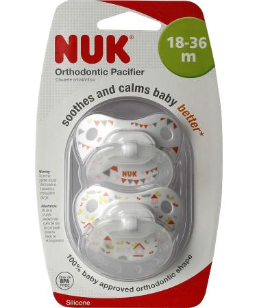 Nuk Orthodontic Trendline BPA Free Pacifiers 18+ Months (2 Pack) - Orange Dots - Buy Online on GoSupps.com