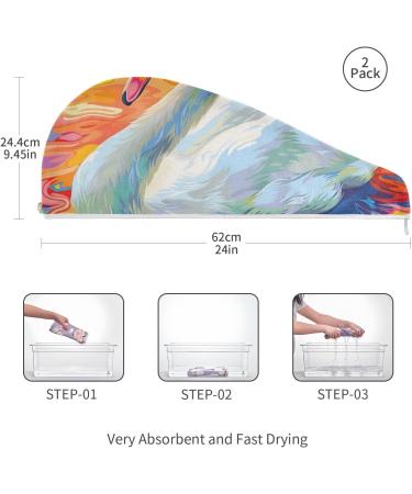Buy Beautiful Swan Rainbow Lake Hair Towel 2 Pack - Super Absorbent Quick Dry Hair Turbans for Women and Girls - Buy Online on GoSupps.com