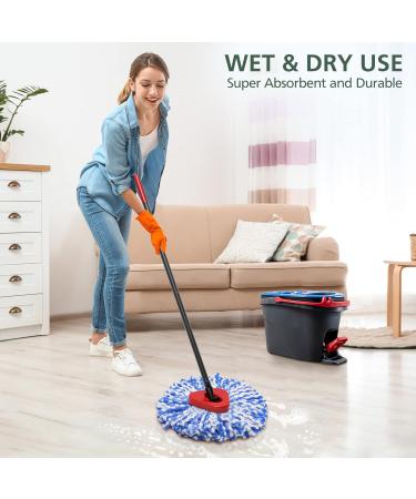 8 Pack RinseClean Spin Mop Replacement Heads for O-Cedar EasyWring - Microfiber Refills for 2-Tank System - Blue Triangle Cover Included - Buy Online on GoSupps.com