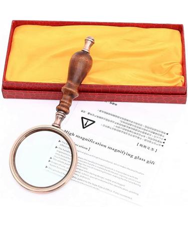 Portable 10X 75mm Handheld Magnifier Wooden Handle Vintage Portable Retro Handle Magnifier Eye Loupe Glass with Gift Box Full of Stars - Buy Online on GoSupps.com