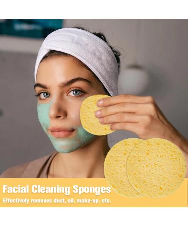 ZOCONE 70 PCS Natural Wood Pulp Cotton Face Sponges for Cleansing and Exfoliating - Reusable and Compressed for Makeup Removal and Skin Cleansing (Yellow) - Buy Online on GoSupps.com