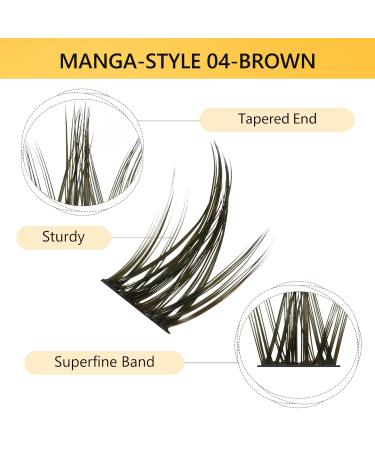 Buy Lankiz Brown Individual Manga Cluster Eyelashes | DIY Natural Eyelash Extensions | Fake Lashes in Manga-Style-04 - Buy Online on GoSupps.com