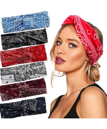 Bangful Bohemia Headbands for Women Head Band Hairband Wide Headband Knot Head Wrap Vintage Hairband Women Twist Elastic Turban Head Scarf Hair Accessories for Women Cashew flowers B