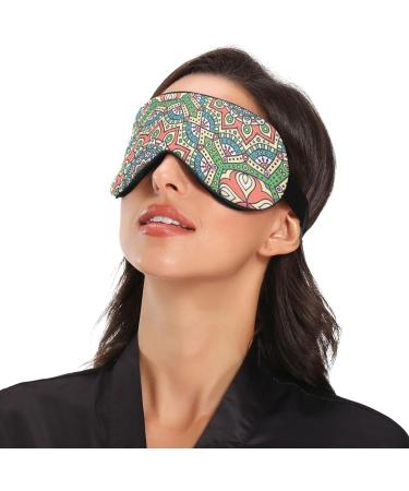 Haskirky Light Blocking Eye Mask - Adjustable Unisex Travel Mask for Deep Sleep and Meditation - Mandala Pattern - Buy Online on GoSupps.com