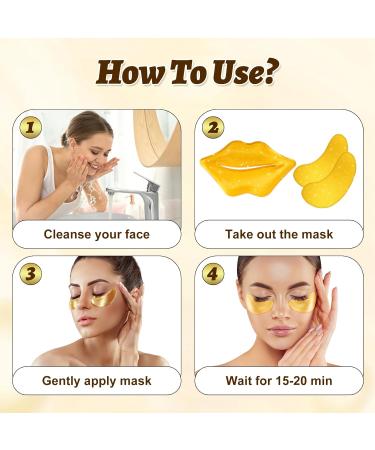 40 Pcs Collagen Lip & Under Eye Mask Set - Gold Skincare Patches for Puffiness & Fine Lines Moisturizing Treatment for Dark Circles - Buy Online on GoSupps.com