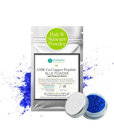 Skin Perfection GHK Copper Peptide Powder- GHK Copper Powder with GHK-Cu for Scalp & Hair - Anti Aging Copper Powder for Fine Lines & Wrinkles - DIY Powder Mix with Any Skincare Products - 1 Gram Jar