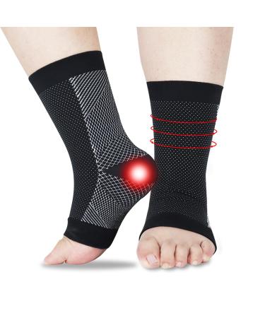 Plantar Fasciitis Socks Neuropathy Socks Ankle Compression Socks for Women Men Neuro Socks for Pain Relief Sprained Ankle Anti-slip (L-XL Black) L-XL Black