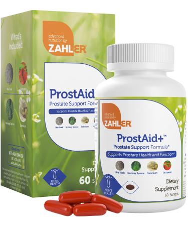 Zahler ProstAid+ Prostate Supplements for Men with Lycopene & Norway Spruce for Urine Flow Prostate Support - Made in USA Kosher - Prostate Health Supplements for Men (60 Vegetarian Softgels)