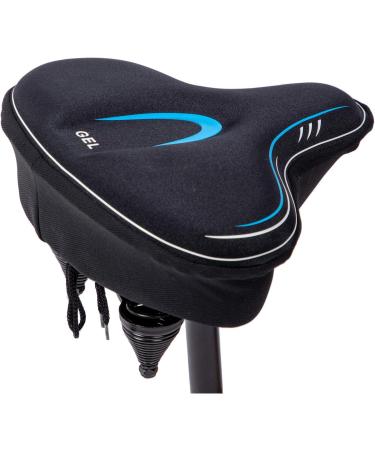 YBEKI Wide Bike Seat Cover - Gel and Foam Cushioned Bicycle Saddle for Indoor Cycling (Blue) - Buy Online on GoSupps.com