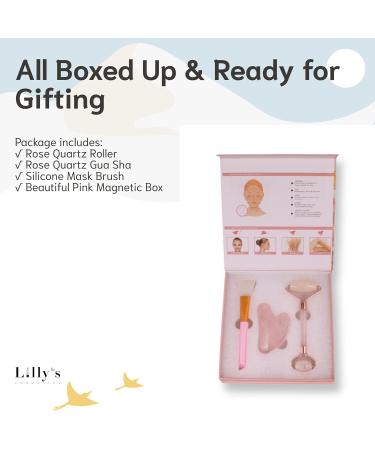 100% Natural Rose Quartz Stone Face Roller & Gua Sha Set - Beauty Tools to Reduce Wrinkles Puffiness & Dark Circles - Mini Lift for Face Eyes Neck & Body - Buy Online on GoSupps.com