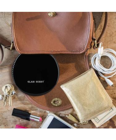 Portable Lighted LED Makeup Mirror 7X/1X Magnification | USB Rechargeable Compact Vanity Mirror with Dimmable Lights - Black - Buy Online on GoSupps.com