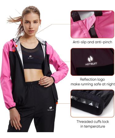 HOTSUIT Women's Sauna Suit for Gym Workout | Pink Sweat Suits for Weight Loss | Full Body Sauna Jacket & Pants Set - Large - Buy Online on GoSupps.com