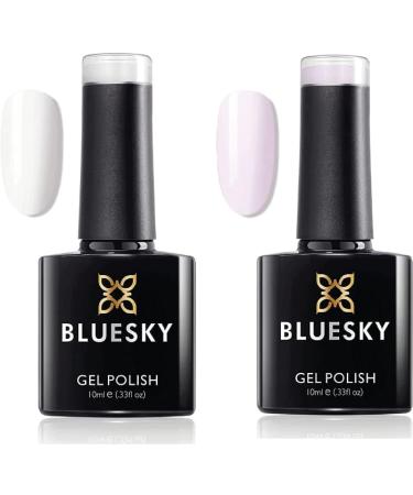 Bluesky Gel Nail Polishes French Manicure Set Studio White 80526 and Clear Pink 80523 Long Lasting Chip Resistant 2 x 10 ml (Requires Curing Under UV LED Lamp) French Manicure 20 ml (Pack of 1)
