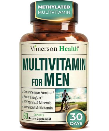 Vimerson Health Multivitamin for Men - Daily Mens Multivitamins & Multiminerals Supplement for Energy, Focus and Performance. Mens Vitamins A, C, D, E & B12, Zinc, Calcium, Magnesium & More. Multi Vitamin Capsules - Buy Online on GoSupps.com